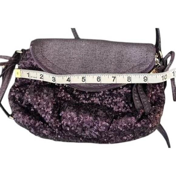 Juicy Couture Sequined Crossbody Handbag Gorgeous Purple Denim Look - Picture 10 of 13